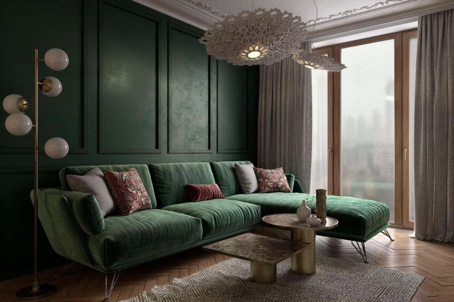 С каким цветом сочетается зелёный в интерьере?